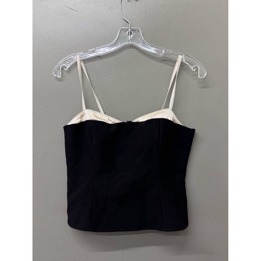 Reformation Melanie Top Women 6 Black Silk Trim Smocked Back Camisole